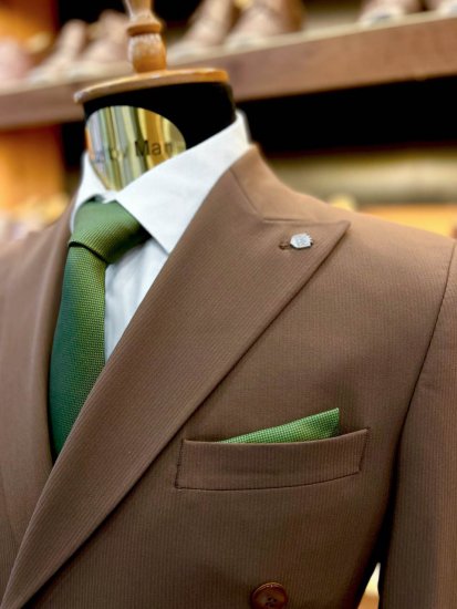 Костюм MAZALTOVMAN 2-ка Двубортный премиум Коричневый в полоску