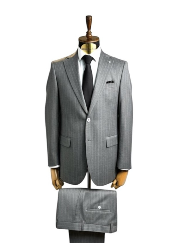 Костюм MAZALTOVMAN 2-ка премиум Серый в полоску классический