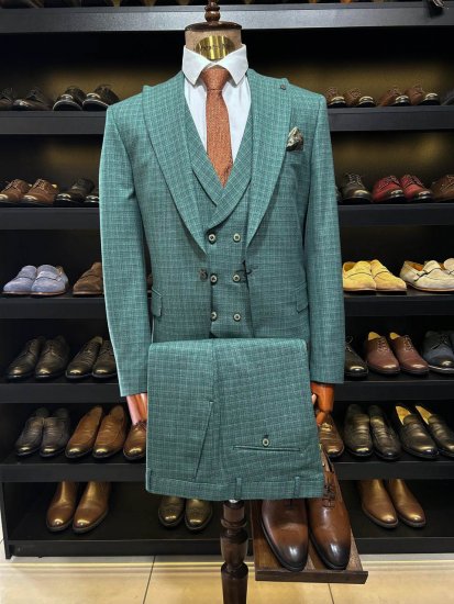 Костюм MAZALTOVMAN 3-ка Зеленый в клетку премиум