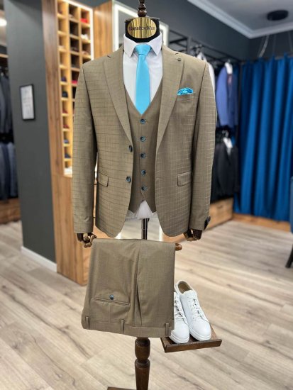 Костюм MAZALTOVMAN 3-ка Бежевый в клетку премиум