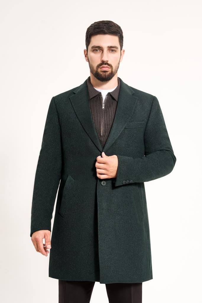 Пальто мужское MAZALTOVMAN премиум Зеленое фактурное