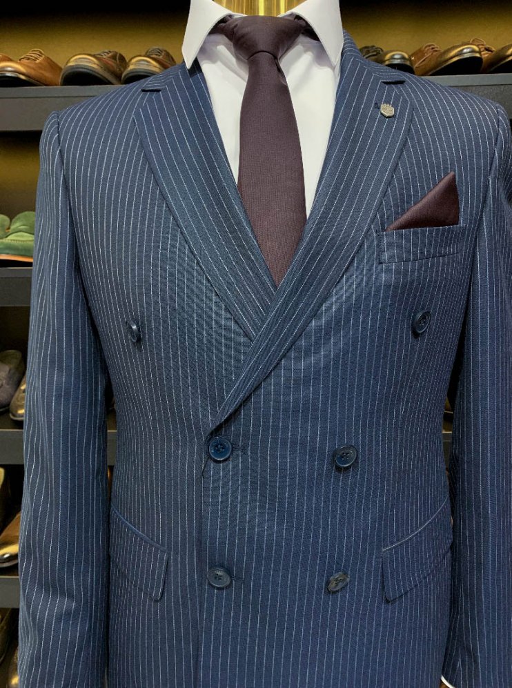 Костюм MAZALTOVMAN 2-ка Синий в полоску двубортный