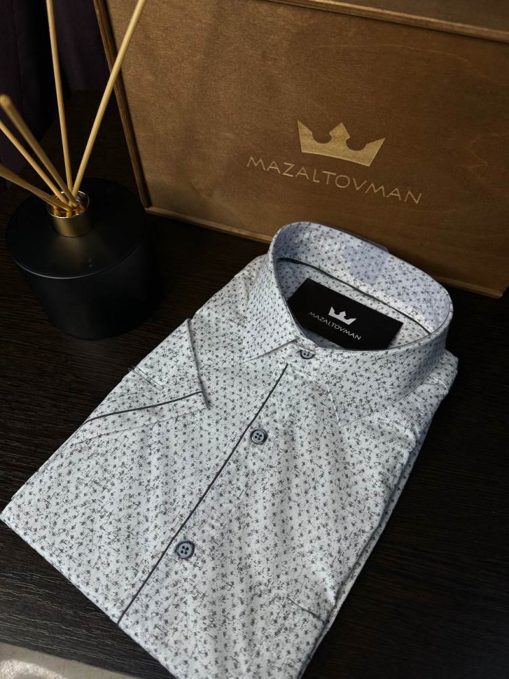 Рубашка GRS Белая в крапинку с коротким рукавом