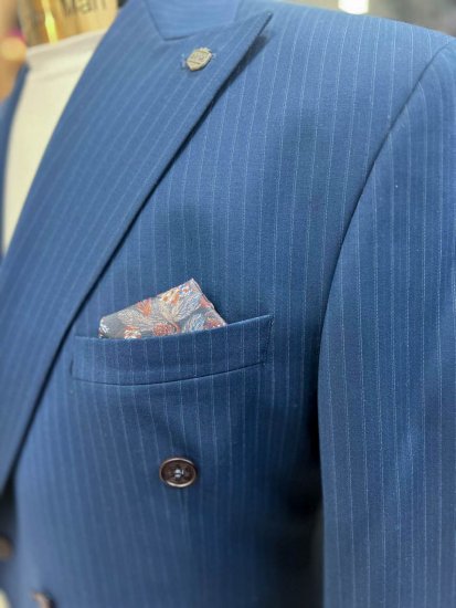 Костюм MAZALTOVMAN премиум 2-ка двубортный Синий в полоску