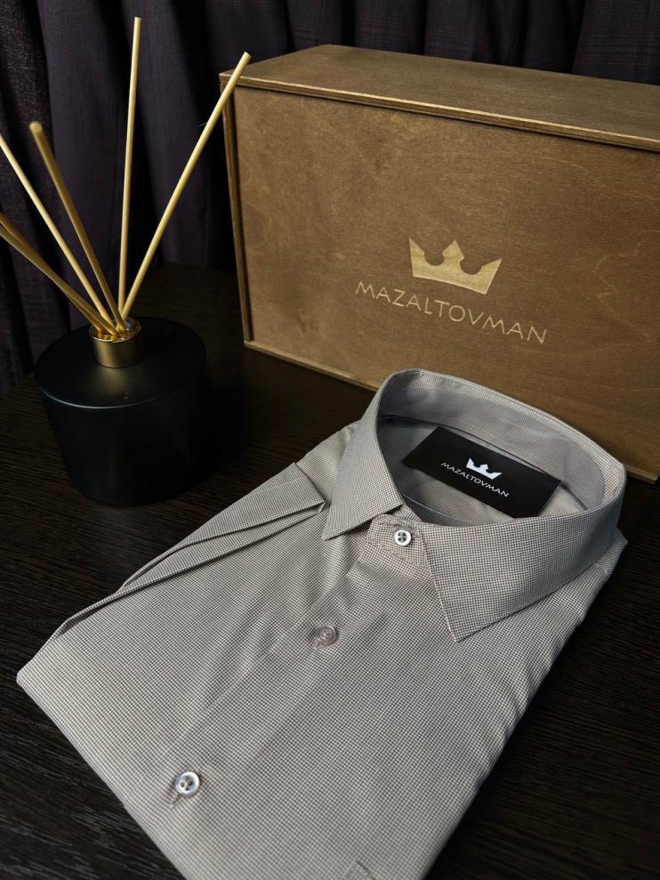 Рубашка ГРС Бежевая фактурная с коротким рукавом