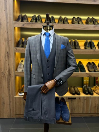 Костюм MAZALTOVMAN 3-ка премиум Серый в клетку